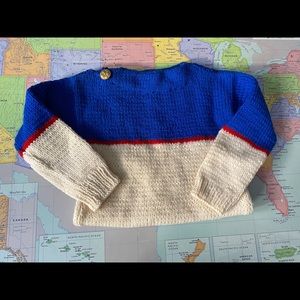 Vintage kids sweater hand knit nautical 6/7